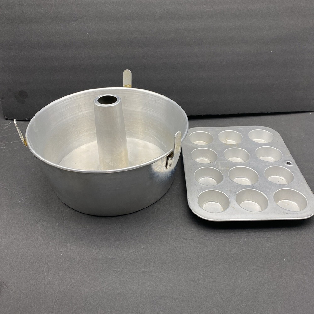 Vintage Mirro Kitchen Pride Angel Food Cake Pan And Mini Muffin Pan Aluminum USA